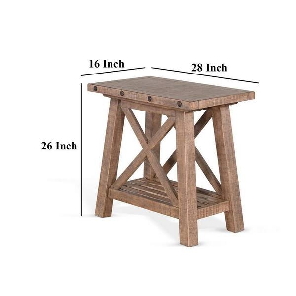 End Table Industrial Wood and Metal Rectangular Slim Base