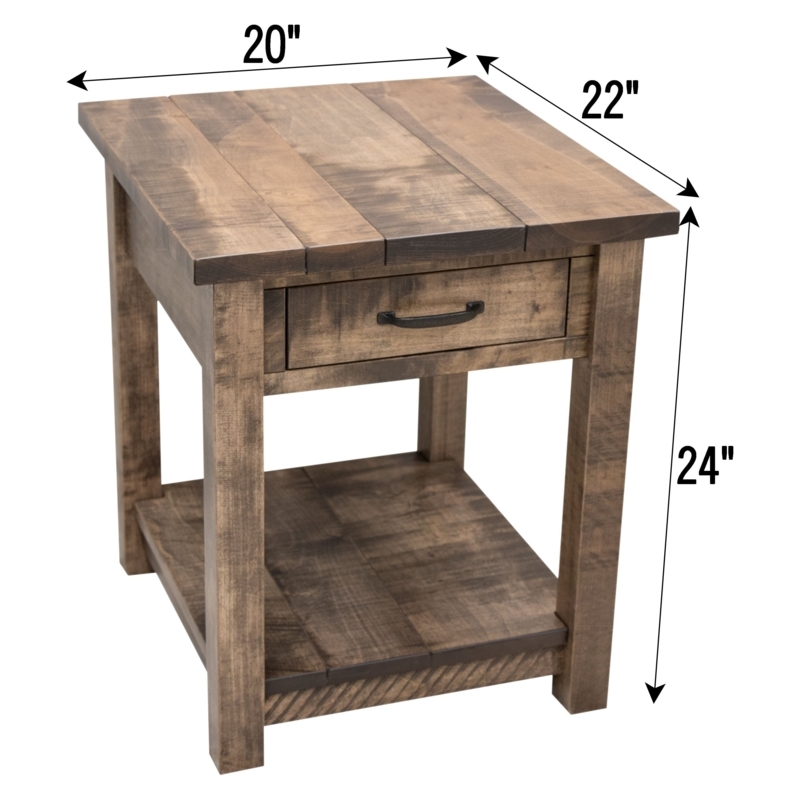 End Table Large Square Silhouette Cocoa Finish Open Shelf