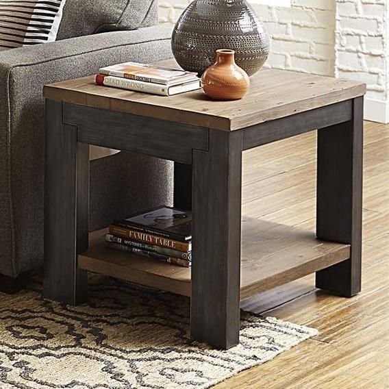 End Table Light Wood Two Drawers X-Side Panels Transitional Wood Storage
