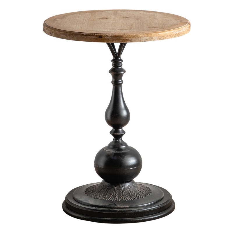 End Table Matte Black Finish Turned Leg Pedestal Base