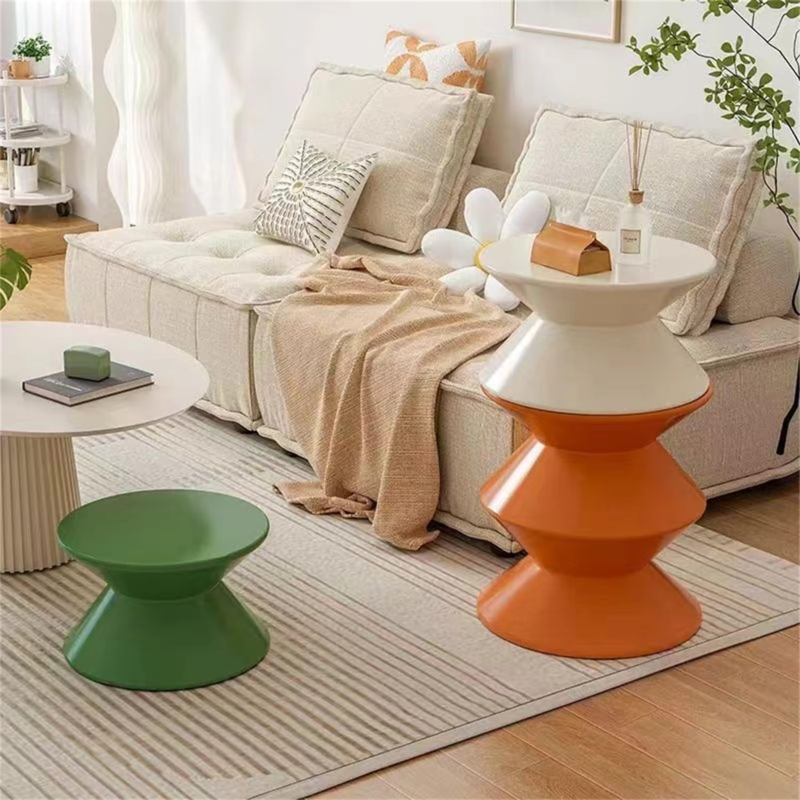 End Table Matte Reeded Hourglass Pedestal Base