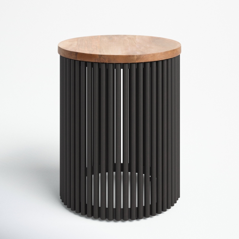 End Table Matte Wood Vertical Ribbing Scandinavian Style Side Furniture