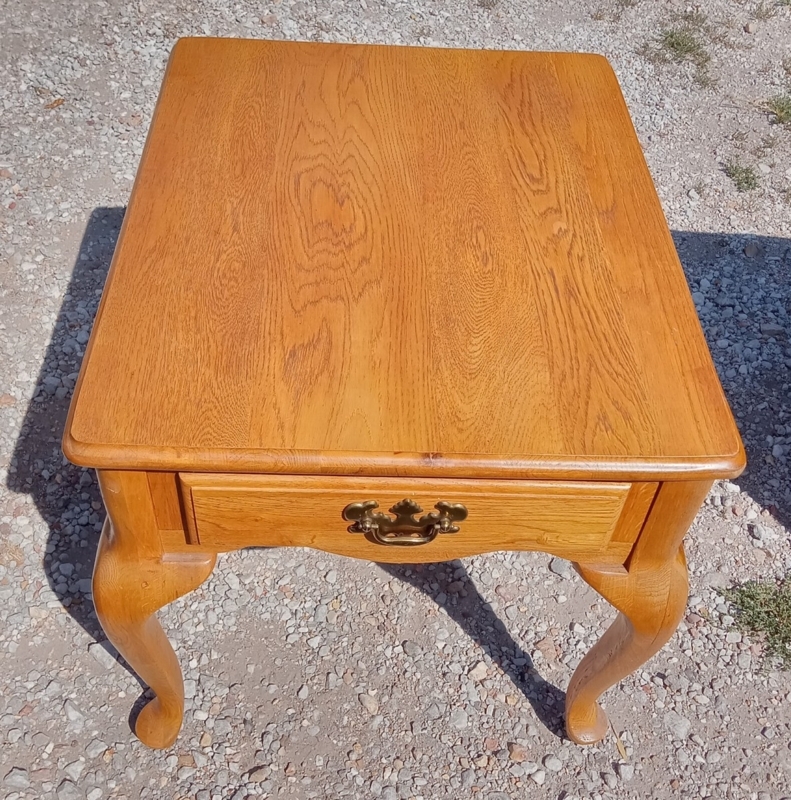 End Table Mid Century Modern Light Wood with Tapered Legs and Shelf