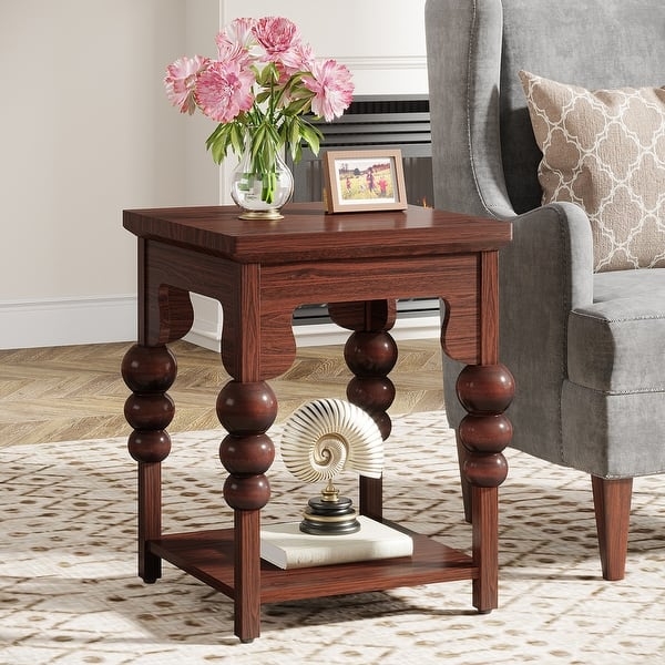 End Table Mid-Century Modern Tiered End Table Three Tier Storage Espresso