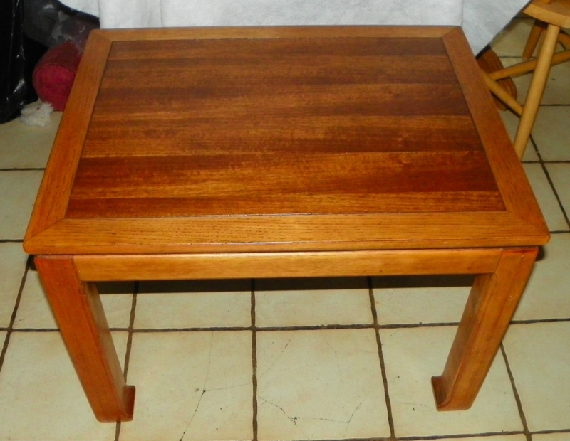 End Table Mid Century Walnut with Decorative Dovetail Inlays
