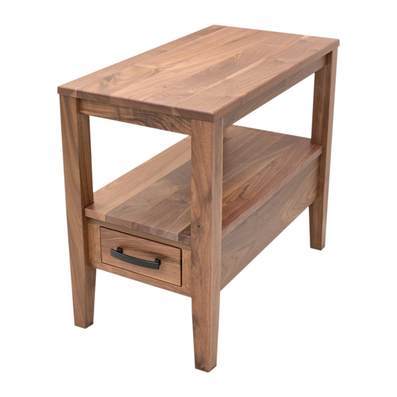 End Table Minimalist Open Shelf Side Table with Thick Slab Construction