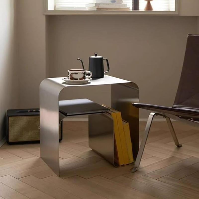 End Table Minimalist Square Slender Gold Open Frame