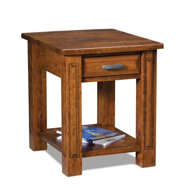 End Table Mission Style Living Room Furniture Slatted Sides Drawer