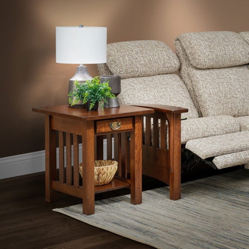 End Table Mission Style with Slat Sides for Craftsman Living Room
