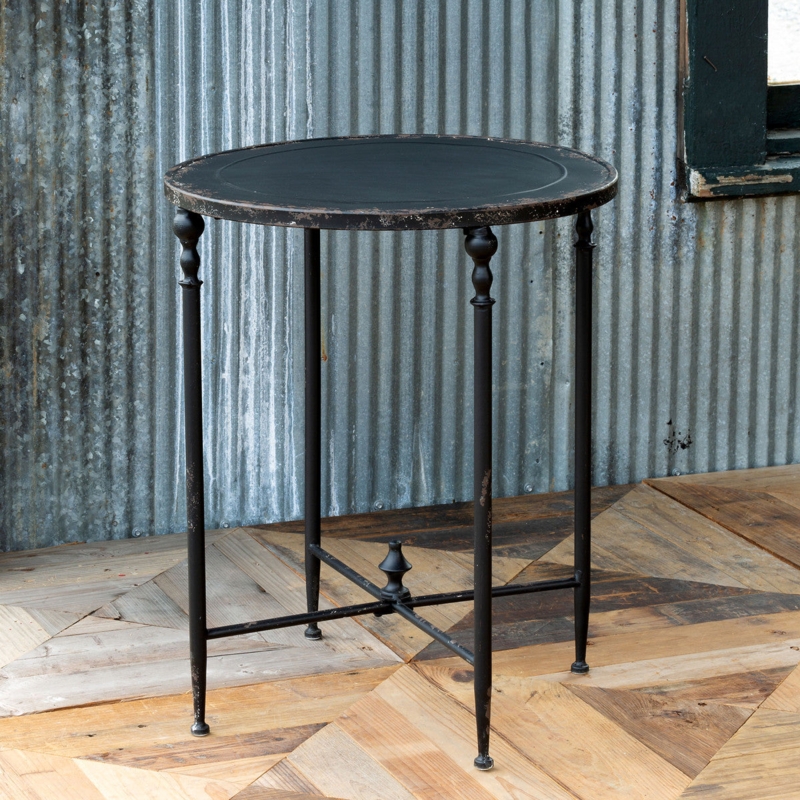 End Table Modern Iron Pedestal Base with Textured Column