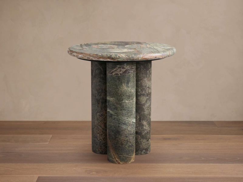 End Table Modern Rustic Tripod Side Table with Wire Brushed Finish
