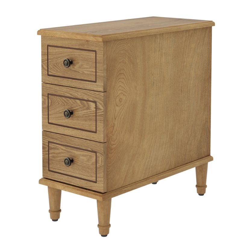 End Table Narrow Black Nightstand For Small Spaces Gold Knobs