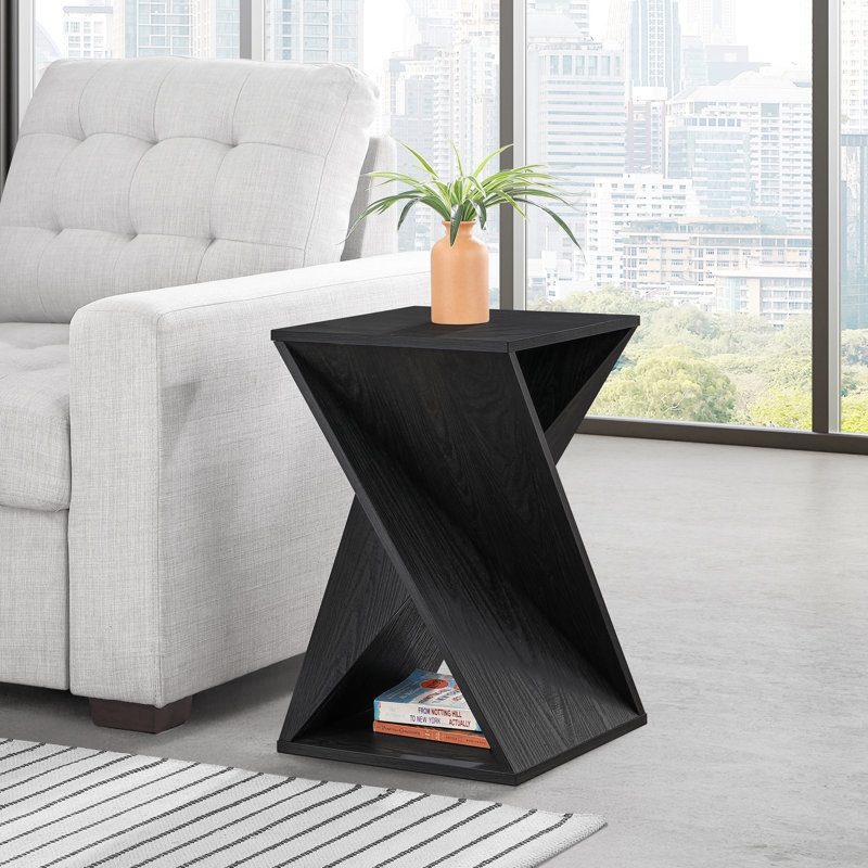 End Table Natural Checks Timber Texture Solid Block Form Earthy Style