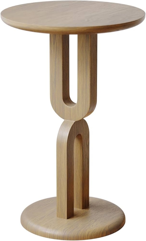 End Table Natural Wood with Modern U-Shaped Legs