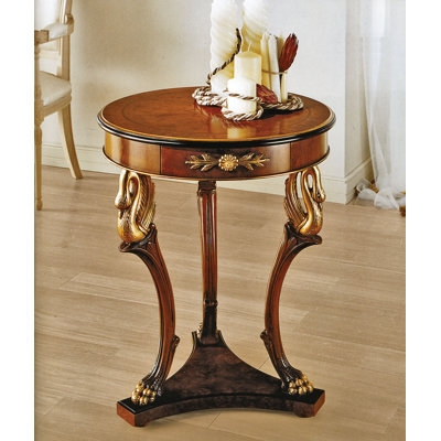 End Table Ornate Gold Sculpted Figurine Base Glass Top