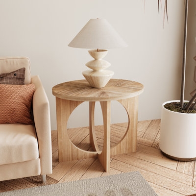 End Table Oval Silhouette Fluted Sides Modern Oval Drum Side Table