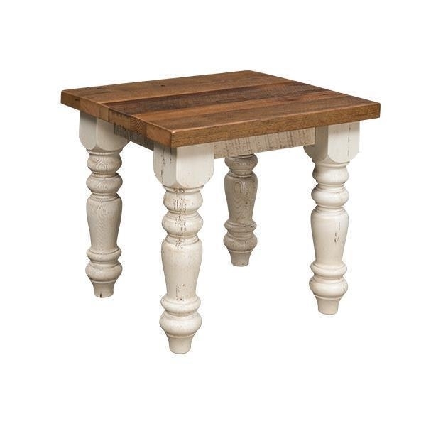 End Table Reclaimed Wood Thick Plank Construction Lower Shelf