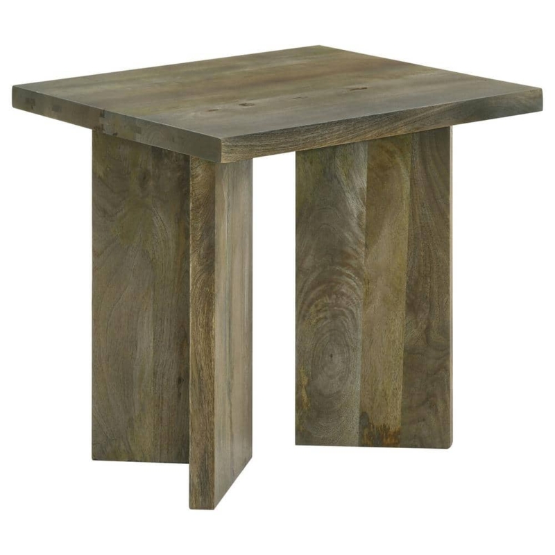 End Table Rectangular Silhouette Block Legs Mango Brown Finish