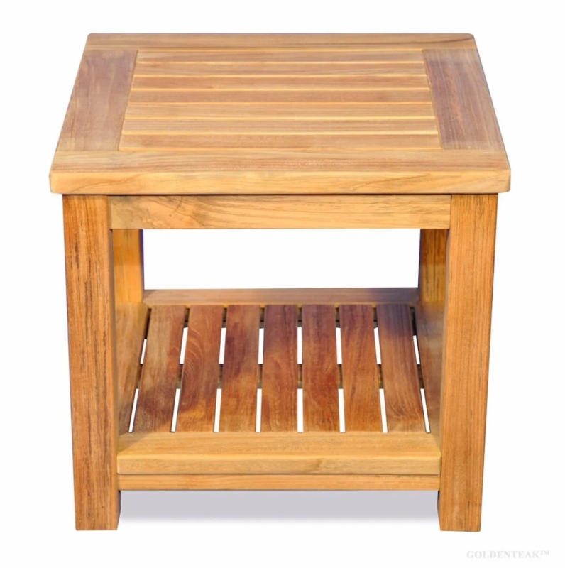 End Table Rectangular Slatted Top and Lower Shelf