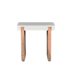 End Table Rectangular Two-Tone Glossy White Wood Sled