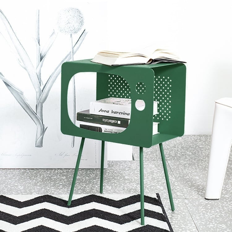 End Table Retro Television Shape Hollow Design Fresh Green Modern