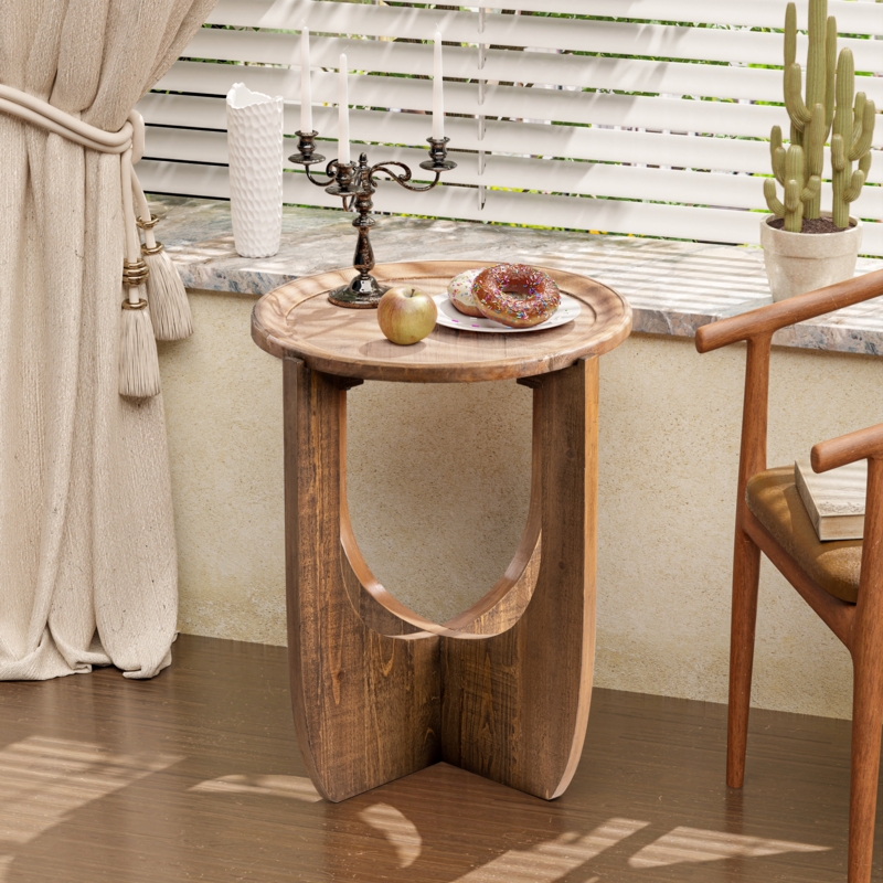 End Table Ring Pull Hardware Weathered Finish Spindle Legs Drawer