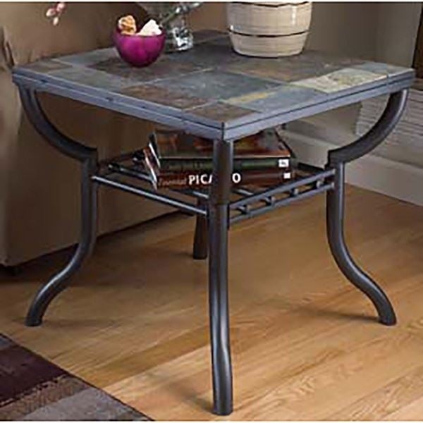 End Table Rivet Brackets Dark Metal, Industrial Square Accent.