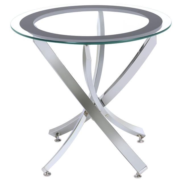 End Table Round Chrome Three-Leg Circular Base Glass Top