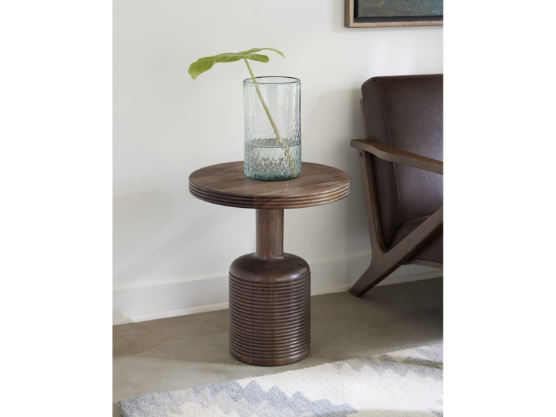 End Table Round Chunky Cylindrical Legs Natural Solid Wood Minimalist