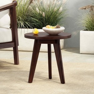 End Table Round Chunky Wood Toned Jutting Legs Modern Playful