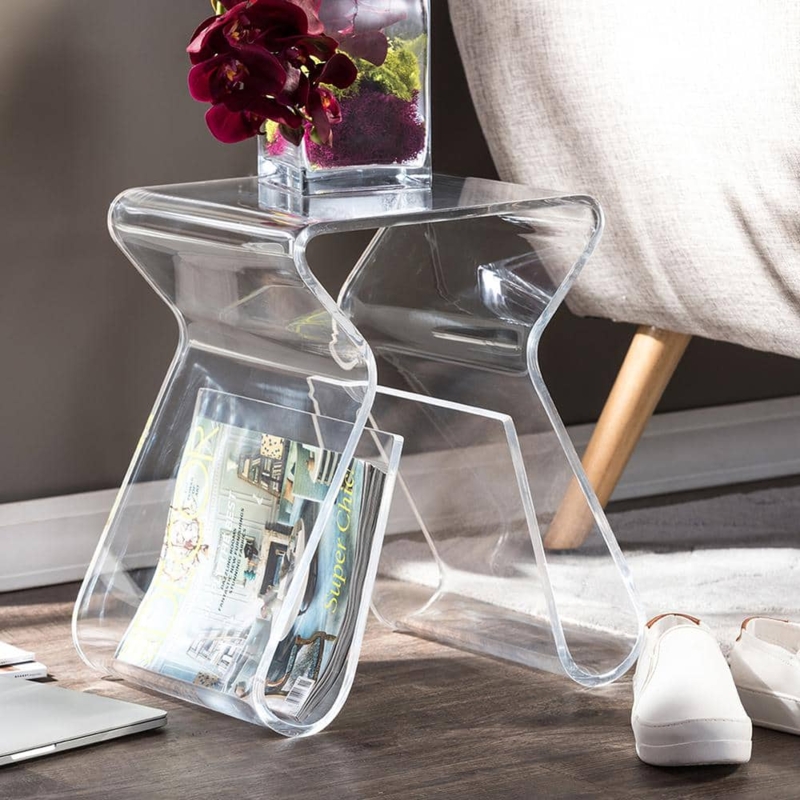 End Table Round Clear Acrylic with Trumpet Pedestal Base Silhouette