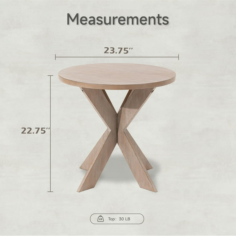 End Table Round Distressed Grey French Country Accent