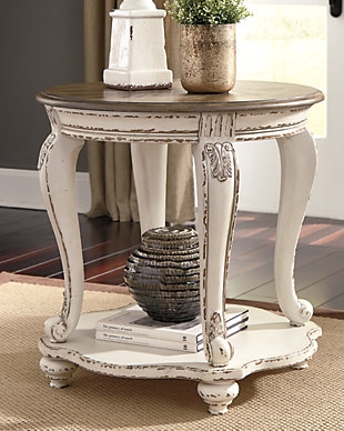 End Table Round Industrial Modern Wood and Black Metal