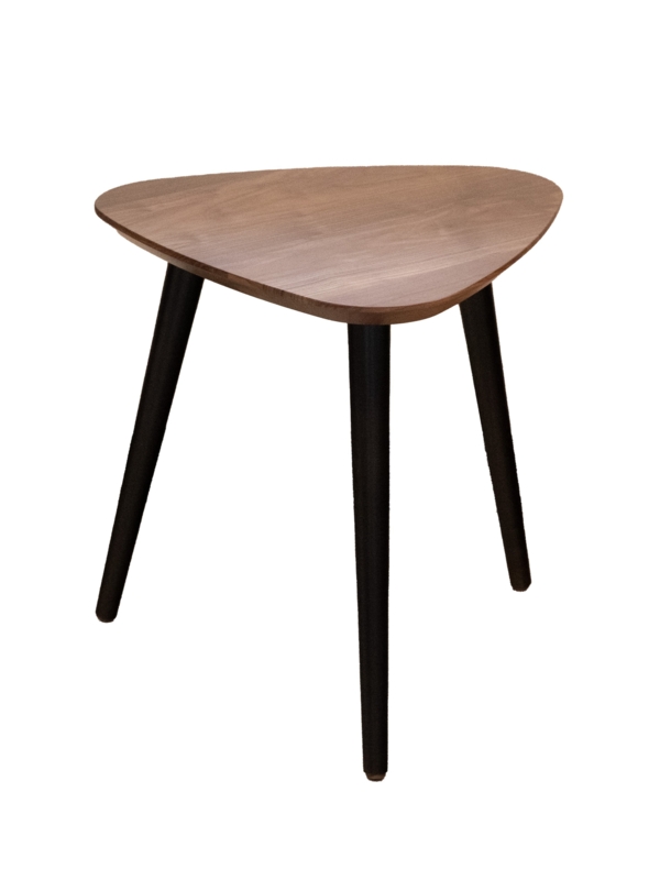 End Table Round Medium Brown Wood Tapered Legs Mid Century Modern
