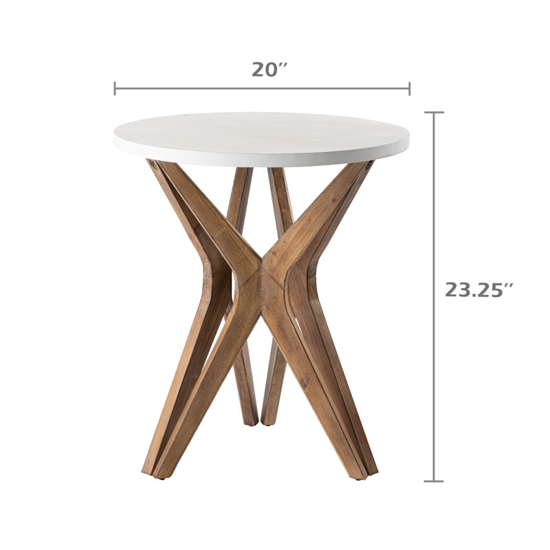 End Table Round Metal Tripod Base Distressed White Top