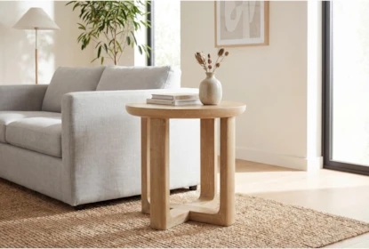 End Table Round Mid Century Modern with Tripod Base and Tapered Legs