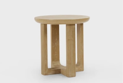 End Table Round Scandinavian Natural Wood with Tripod Base Tapered Legs