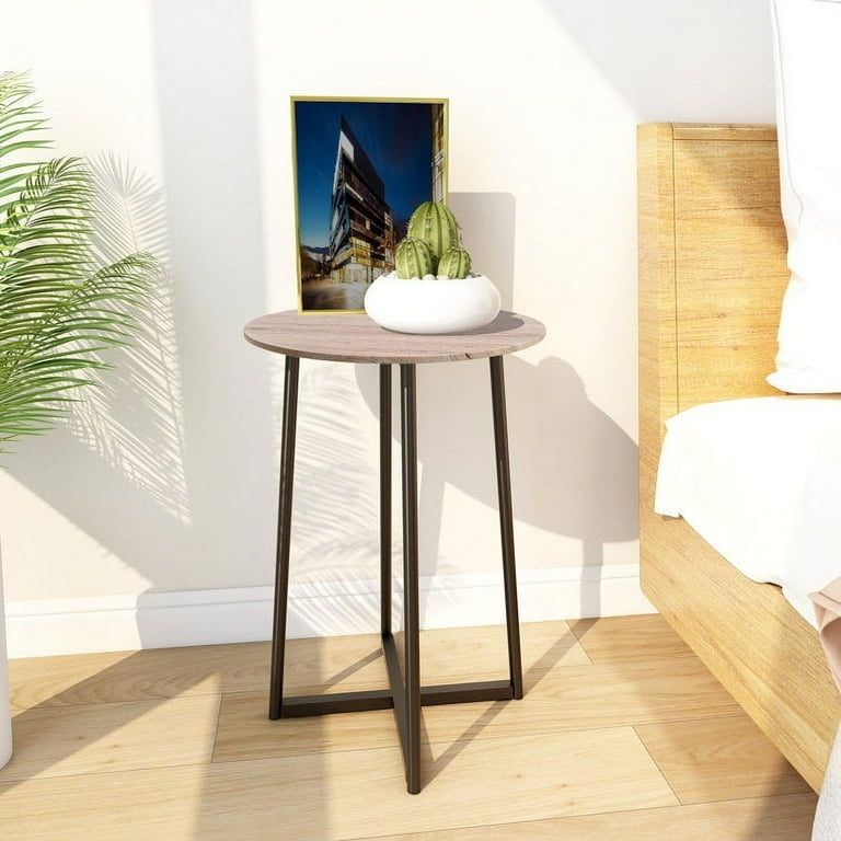 End Table Round Sculptural Oak Tripod Base Minimalist