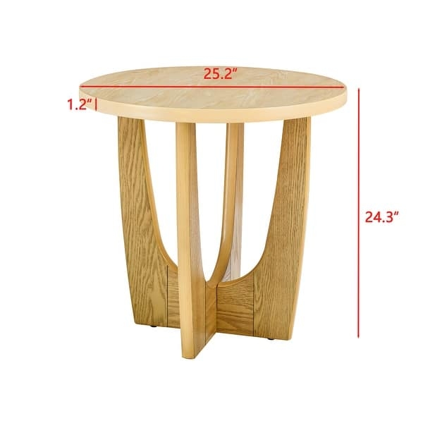 End Table Round Slender Black Metal Legs Retro Wood Top