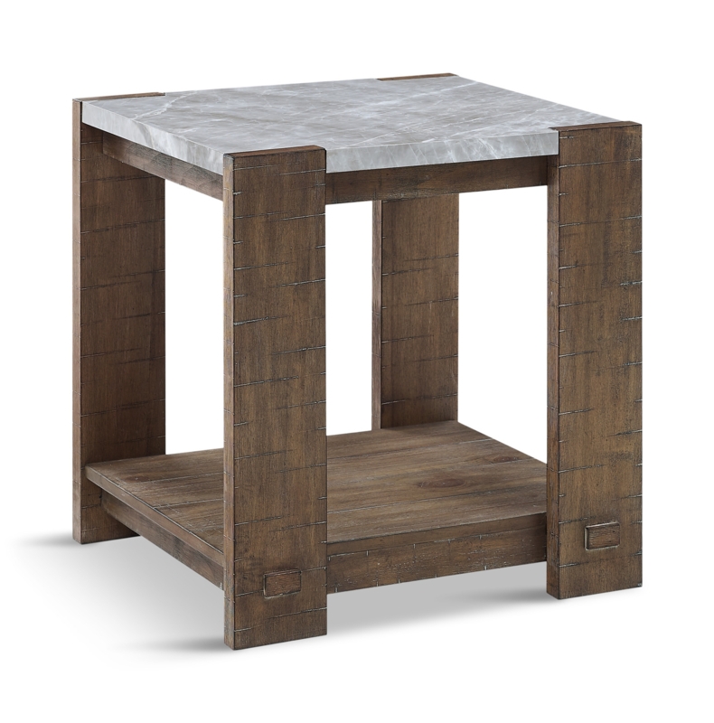 End Table Round Stone Top Gold Base X-Stretcher, Modern Glam