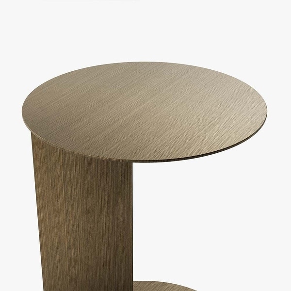 End Table Round Tan Top Black Iron Tripod Base Minimalist Light Luxury