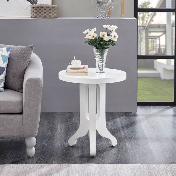End Table Round Weathered Grey Finish Wood Toned Farmhouse Style