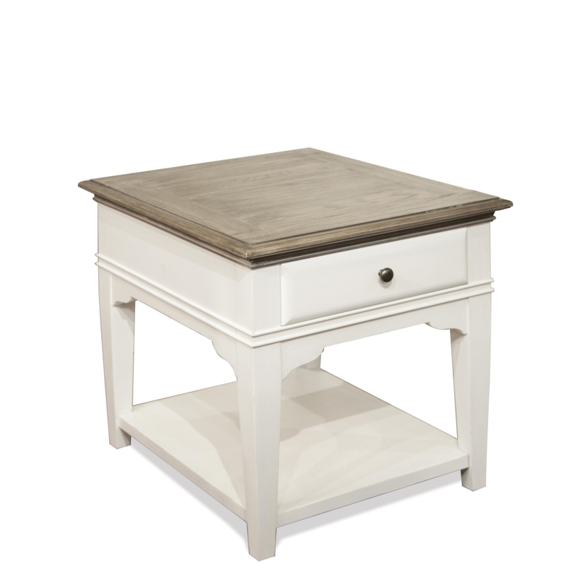 End Table Round Wood Circular Base Stretcher Transitional Side Table