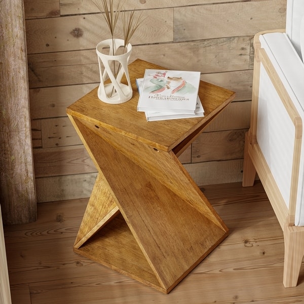 End Table, Rustic Farmhouse, Twisted Wood Pedestal, Square Top