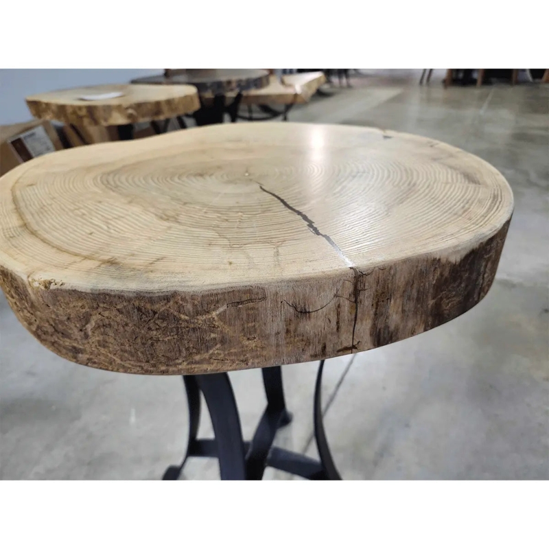 End Table Rustic Live Edge Slab with Hairpin Legs