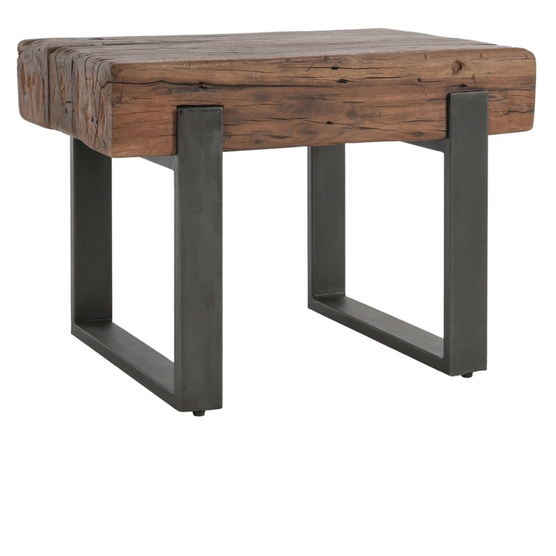 End Table Rustic Reclaimed Wood Look Chunky Silhouette Farmhouse Style