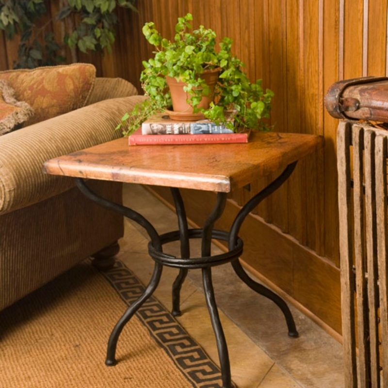 End Table Rustic Wrought Iron Base Nature Inspired Branch Legs