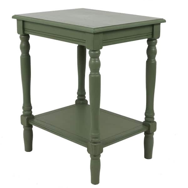 End Table Sage Green With Drawer, Compact Size, Lower Shelf