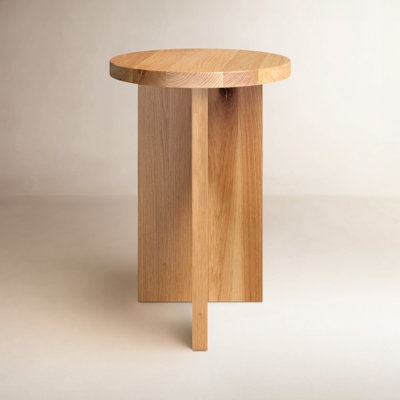 End Table, Sculptural Hourglass Silhouette, Natural Wood Finish, Matte