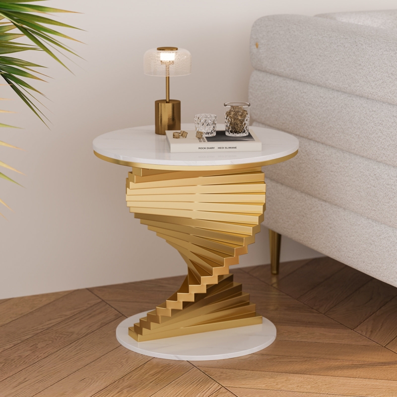 End Table, Sculptural Matte Black, Interlocking Base, Modern Living Room Styling